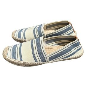 Tory Burch Blue Striped Elastic Espadrilles Size 10